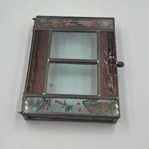 Burnes Of Boston Leaded Glass Box With Dried Flowers Pink